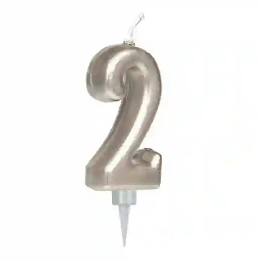 Vela Numeral Metal Plata # 2