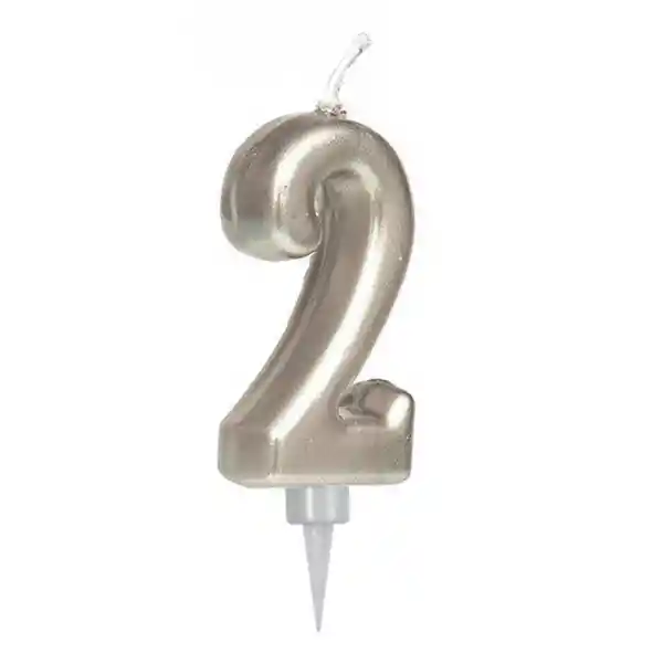 Vela Numeral Metal Plata # 2