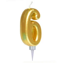 Vela Numeral Metal Oro # 6