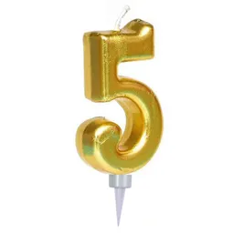 Vela Numeral Metal Oro # 5