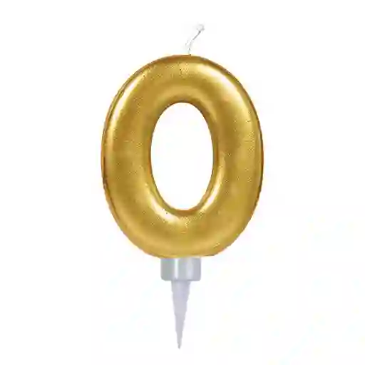 Vela Numeral Metal Oro # 0