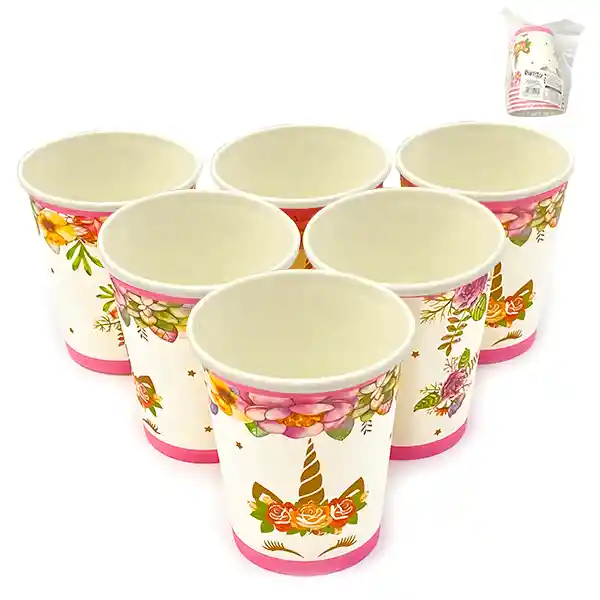 Vaso Unicornio Flor 6 Unidades