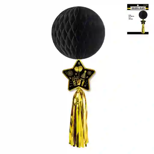 Adorno Bola Tassel Estrella Golden Black