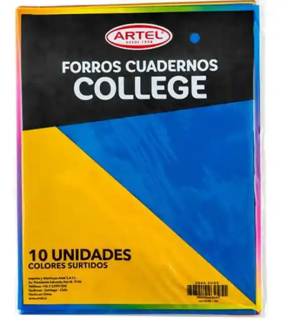 Bolsa 10 Forros Cuaderno College Colores