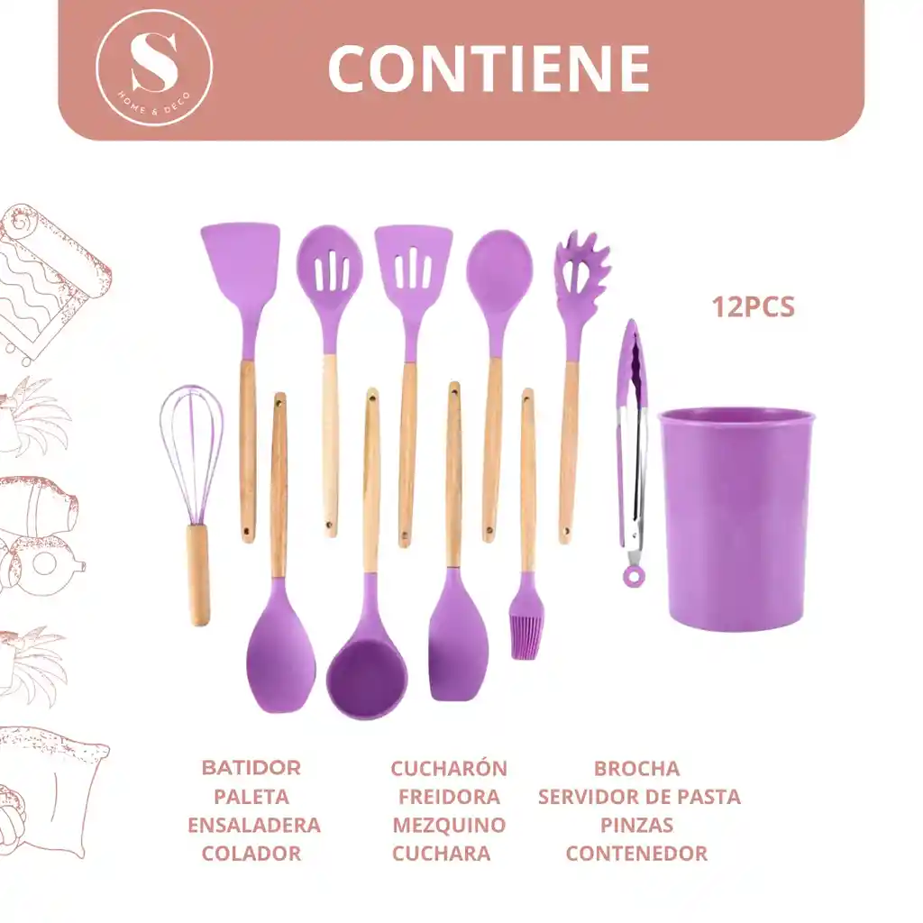 Set De Utensilios 11 Piezas Morado