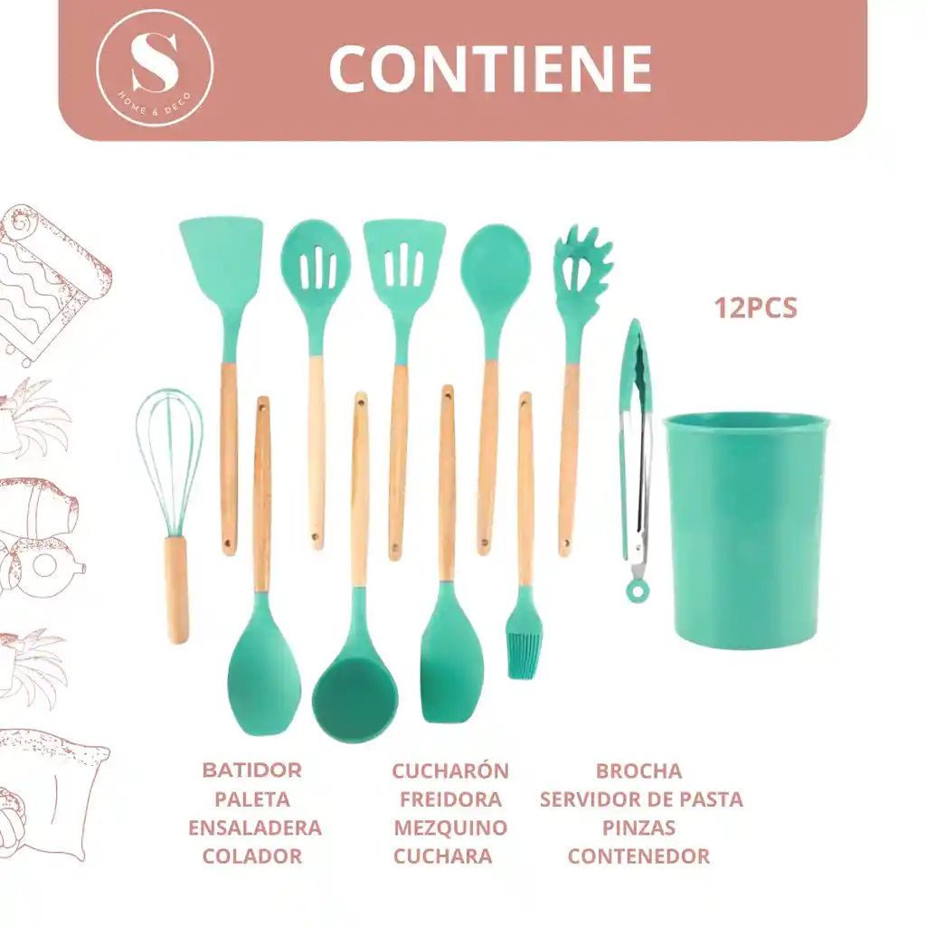 Set De Utensilios 11 Piezas Turquesa