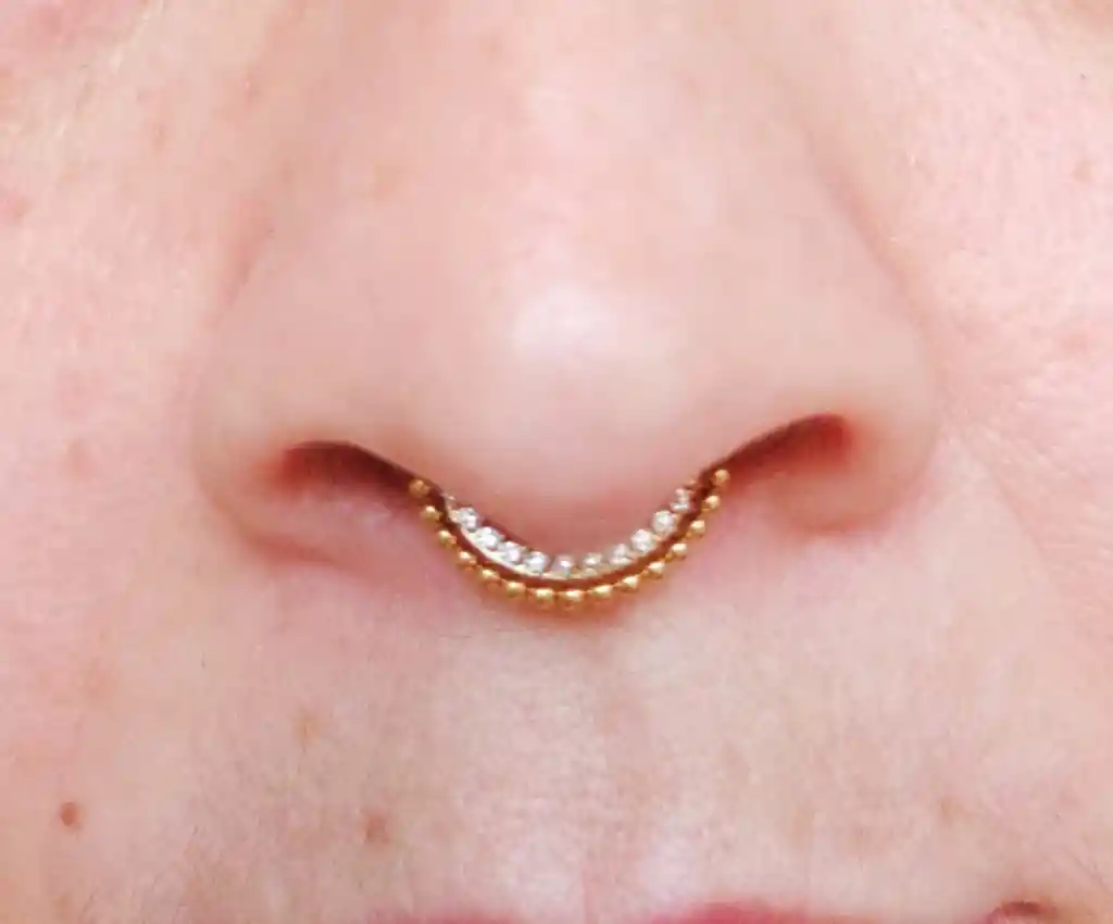 Piercing Septum F136 G23 Titanio Diadema Chapada Oro 18kl