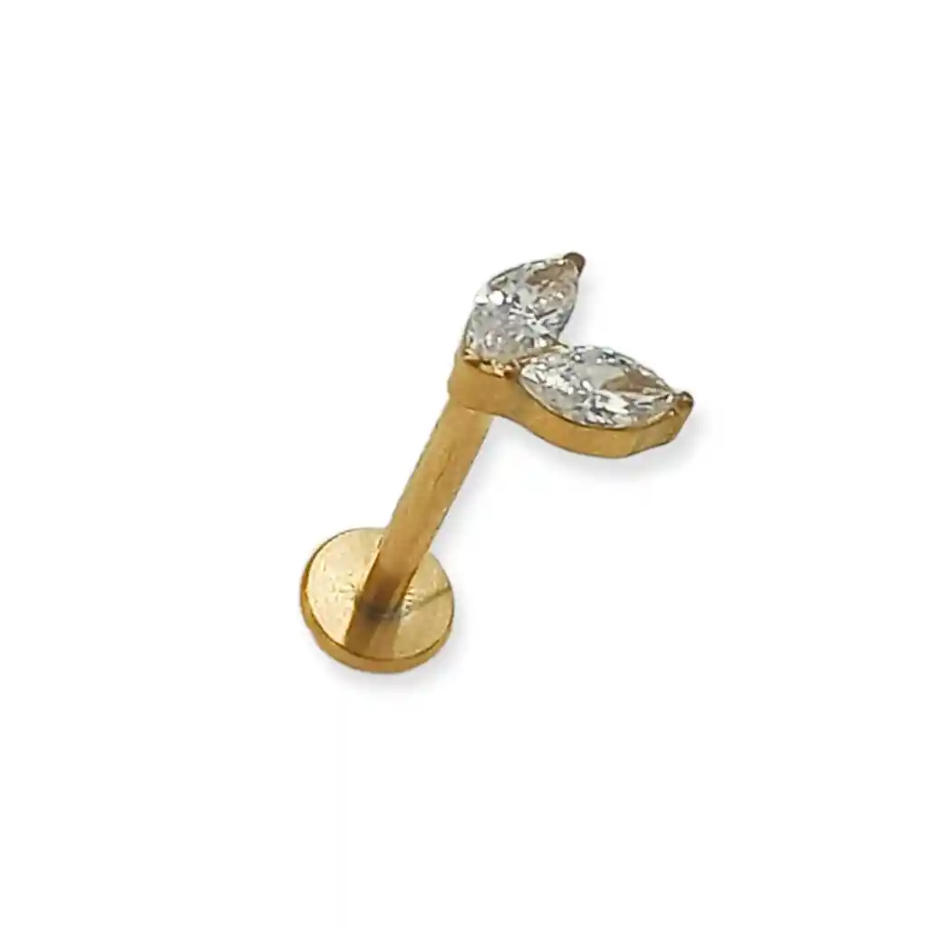 Piercing Labret Astm F136 G23 Titanio Hoja Chapado Oro 18kl