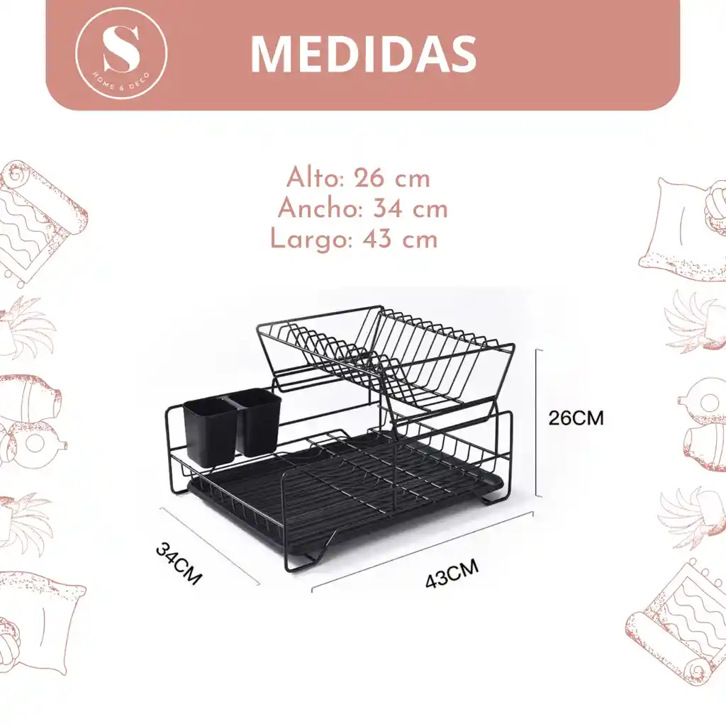 Secaplatos 2 Niveles Con Bandeja Removible