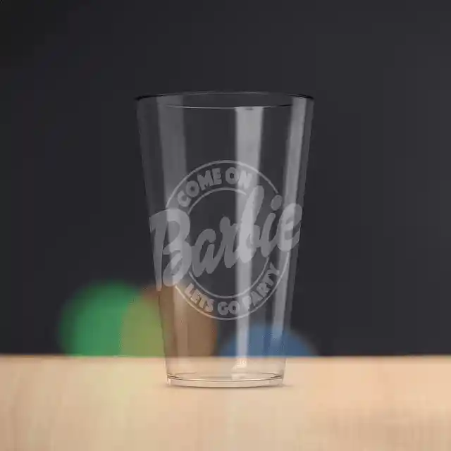 Vaso Vidrio Grabado Barbie