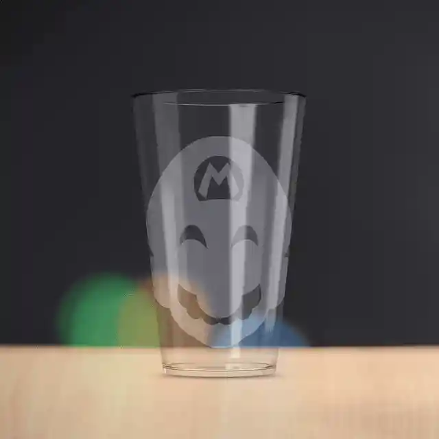 Vaso Vidrio Grabado Mario Bros