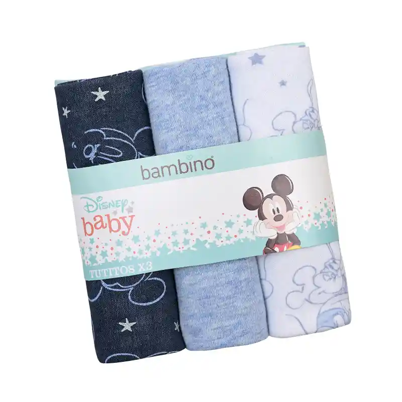 Tutitos Tutos Para Bebe Bambino Set 3 De Algodón Mickey (celeste)