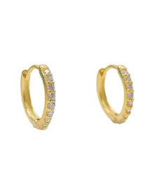Argollas Pave 9mm Piercing Básico Plata Chapada Oro 18kl