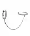 Aro Argolla Huggie Con Cadena Earcuff Plata 925 Unidad