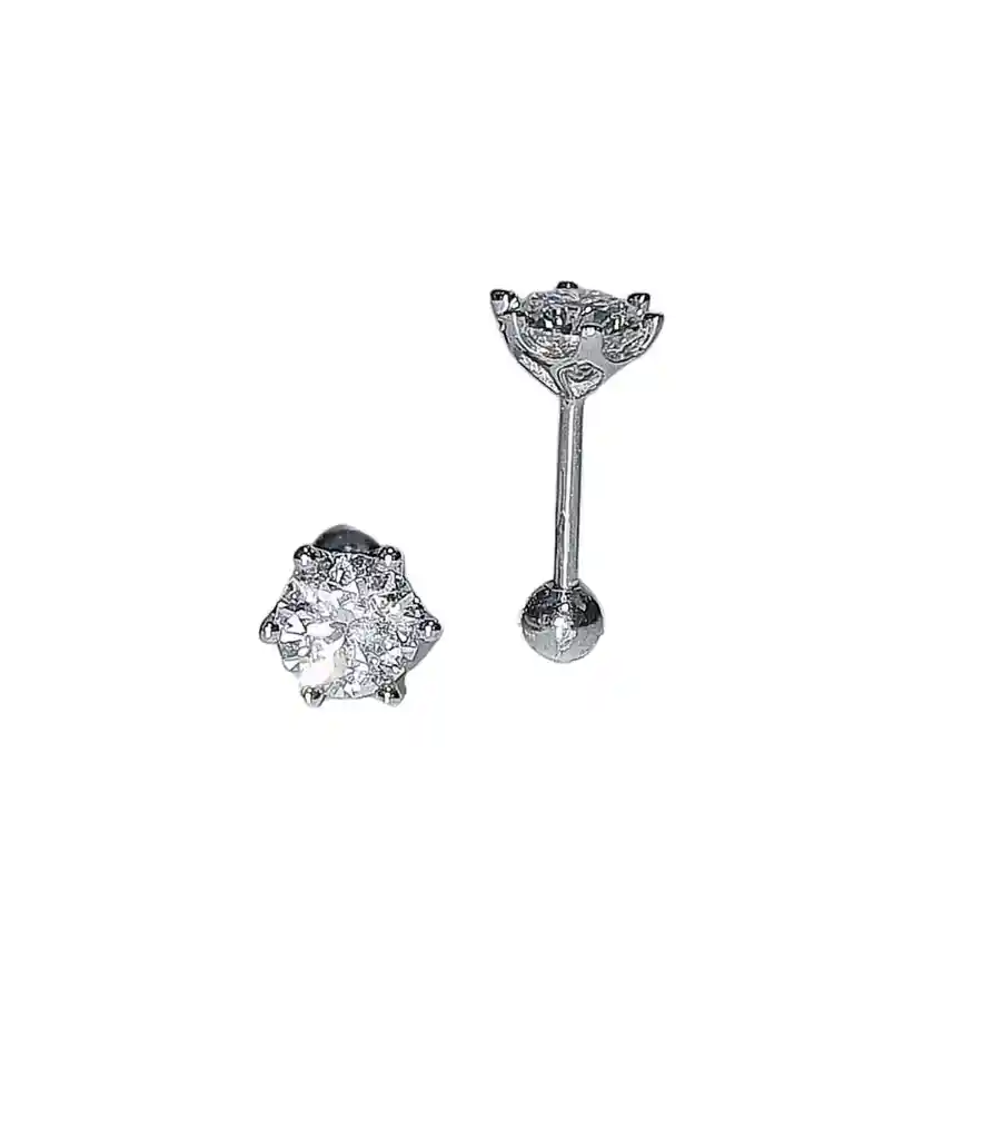 Aros Punto Luz 5mm Piercing Plata 925 Moissanita Certificada