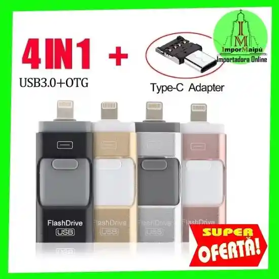 Pendrive Otg 4 En 1 Usb Micro Usb Tipo C Lighting Para Iphone Booteable 8 Gb Gigabite Unidad Flash Para Tv Y Musica Al Por Mayor