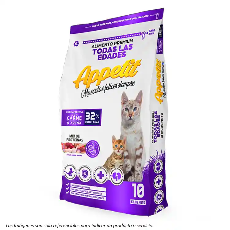 Appetit Gatos Todas Las Edades - Carne Y Avena 10kg