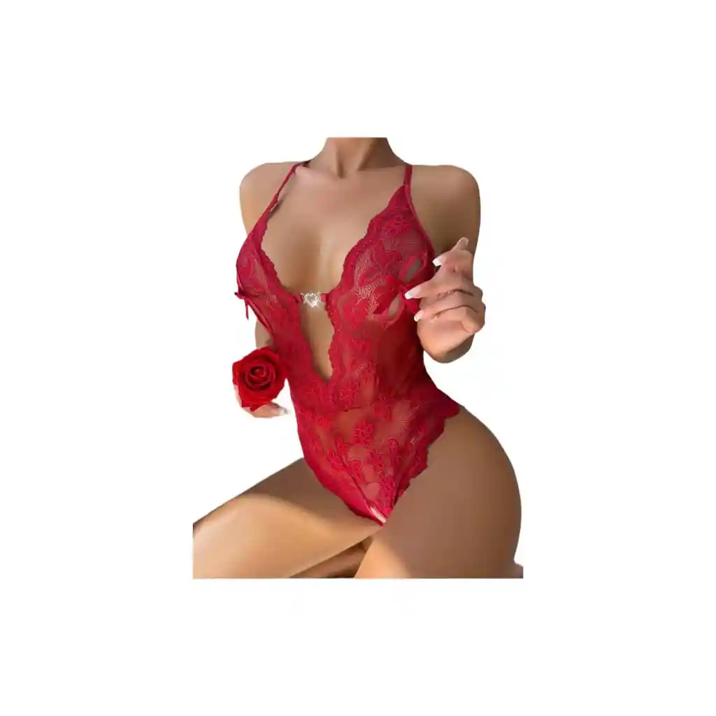 Body Sexy De Encaje Con Abertura - Talla L