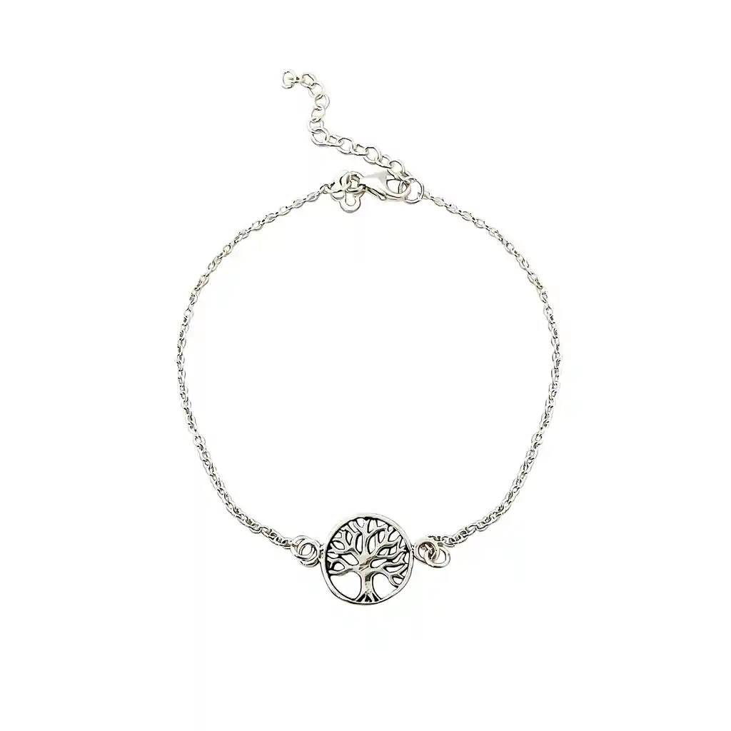 Pulsera Árbol De La Vida Plata Fina 925 Envejecida