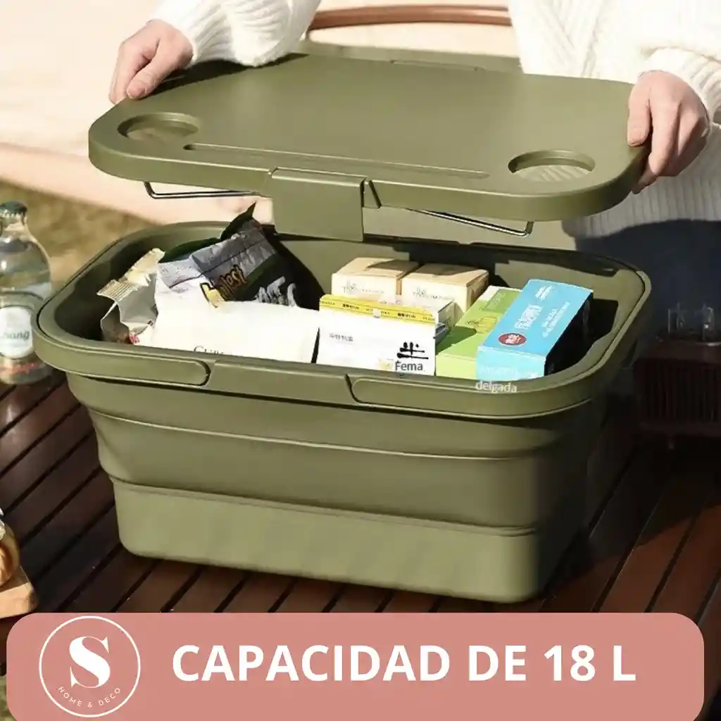 Cesta Plegable 3 En 1 Verde Militar