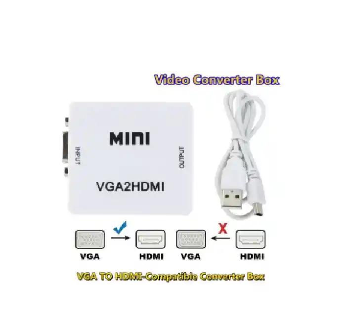 Adaptador Vga A Hdmi Hdtv Convertidor Vga Hembra A Hdmi Hembra Con Audio Jack 3.5 Cuadrado