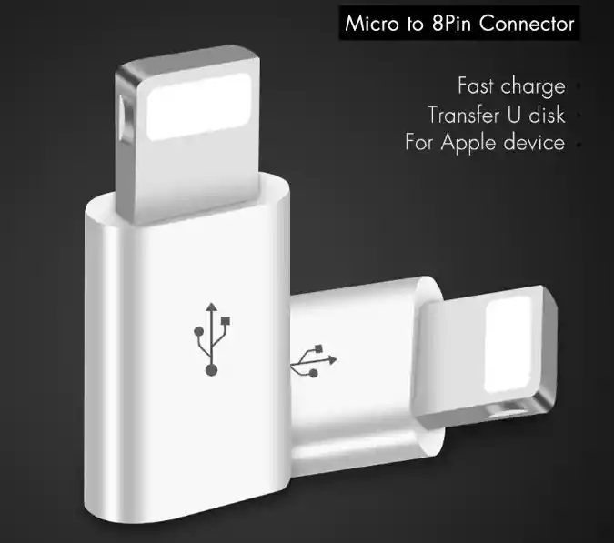 Adaptador Para Iphone Lightning Otg De 8 Pines Macho A Micro Usb V8 Hembra Conector Hembra