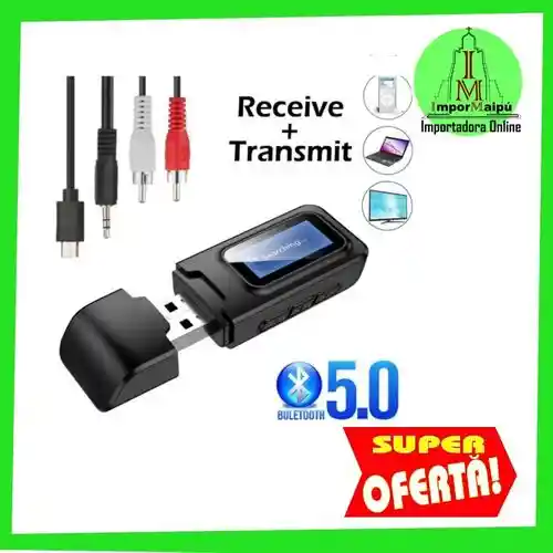 Adaptador Transmisor Receptor Bluetooth 5.0 Radio Auto Audi Usb Y Auxiliar Para Carro Y Equipo De Sonido Pantalla Led