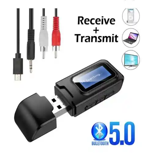 Adaptador Transmisor Receptor Bluetooth 5.0 Radio Auto Audi Usb Y Auxiliar Para Carro Y Equipo De Sonido Pantalla Led