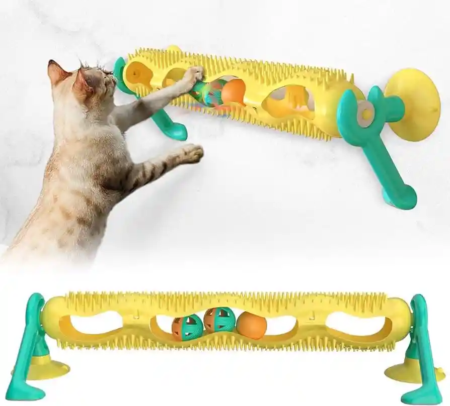 Juguete Interactivo Para Gatos Ventana Con Bola Rodante