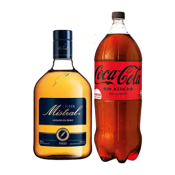 Promo Pisco Mistral 1l + Coca Cola Zero 3l