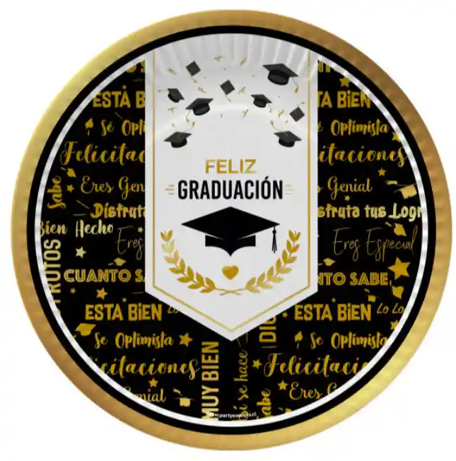 Plato Carton Graduacion 6 Unidades Fiesta