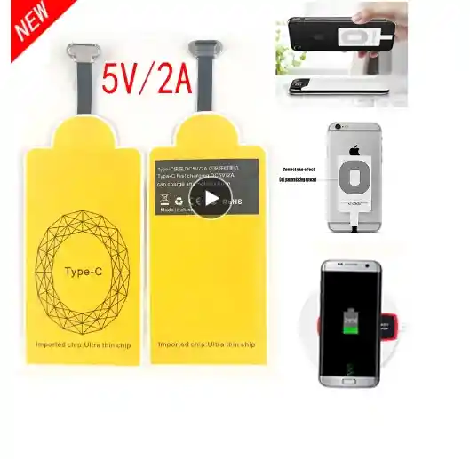 Adaptador De Carga Carga Rapida 2 A Receptor Cargador Inalambrico Qi Tarjeta De Carga Tipo C (tipo C)