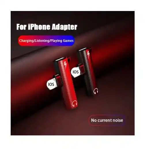 Adaptador De Audio Ligthning Divisor Conversor 2 En 1 Metal Alumunio Sin Cable Resistente Conector De Carga Para Iphone