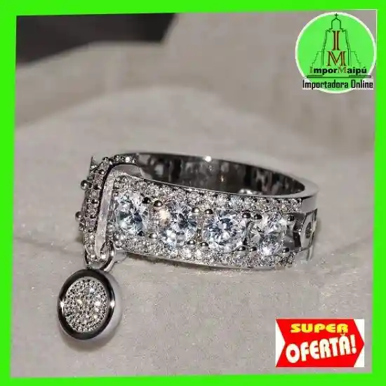 Anillo De Titanio Mujer Brillante Con Zirconios Y Colgante A La Moda Retro Exclusivo