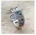 Anillo De Titanio Mujer Brillante Con Zirconios Y Colgante A La Moda Retro Exclusivo