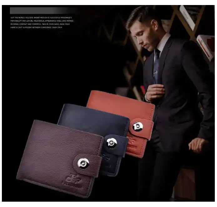 Billetera Cuero Hombre Cartera Caballero Elegante Formal Fuerdanni Café