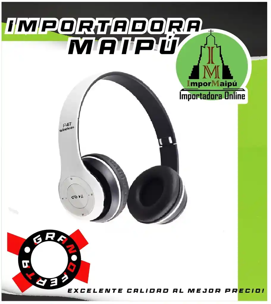 Audífonos Bluetooth Inalambricos On Ear Grandes P47 Micro Sd Recargable 2hrs Usb