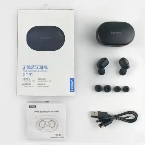 Audífonos Bluetooth Lenovo Originales Xt91 Auricular Recargable 4hrs Manos Libres Originales Para Hablar Gamer Con Microfonos 5 Horas Con Caja De Carga (negros)