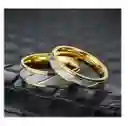 Anillo Titanio Pareja Compromiso Dama Dorado Plateado Onda Dorada M 4mm