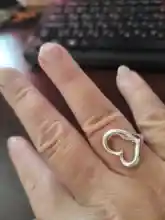 Anillo Pareja Compromiso Boda Novio Ilusiones Plata S925 Calidad Ajustable Corazón Plateado Grande