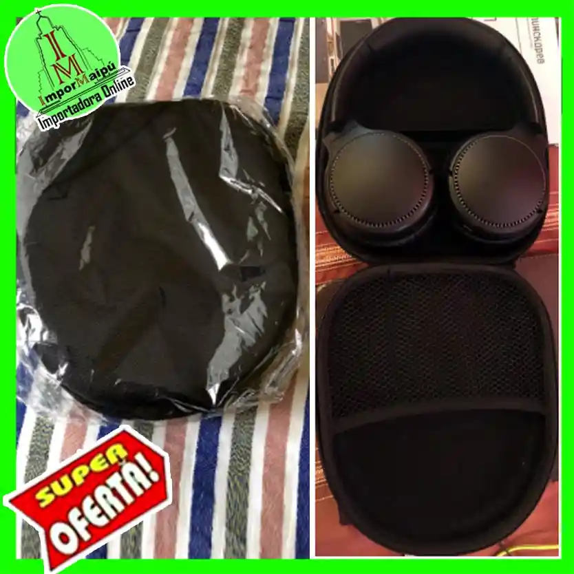 Estuche Para Audífonos Grandes On Ear Case Bolso Auriculares Ecocuero Rigido Duro Resistente Cuadrado Grande