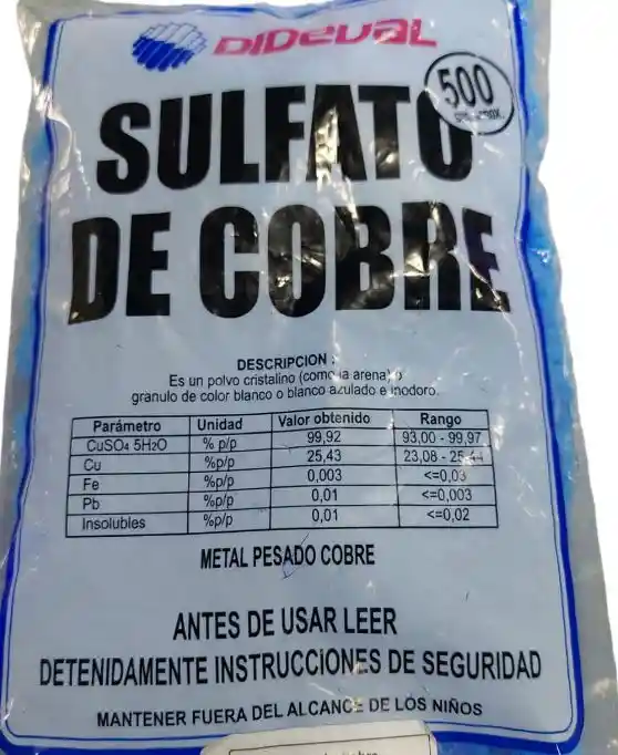 Sulfato De Cobre 1/2 Kg.