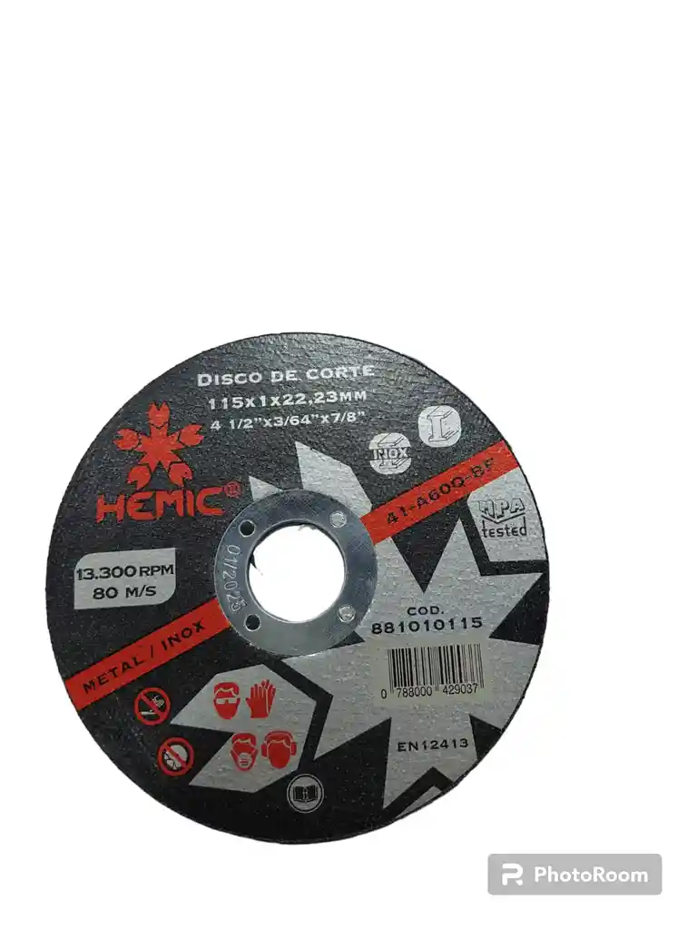 Disco De Corte Fierro 4 1/2'' Espesor 22.23 Mm