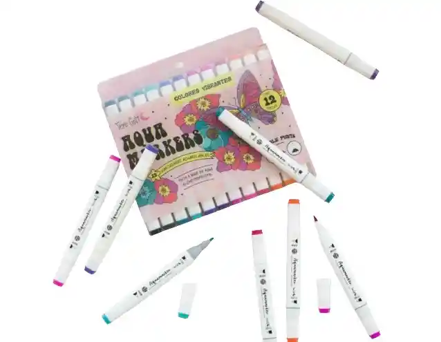 Tere Gott 12 Marcadores Acuarelables Aqua Markers Doble Punta