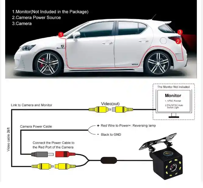 Camara Retroceso Trasera Para Auto 12 Led Vision Nocturna Coche Full Hd Se Conecta A Radio Android Para Ver En Pantalla 103 Cuadrada
