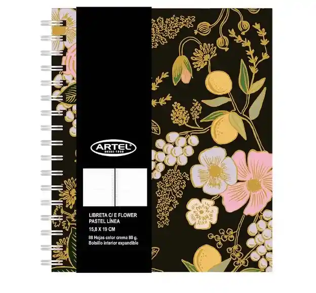 Libreta Artel Con Elástico Flower Pastel Linea 88h