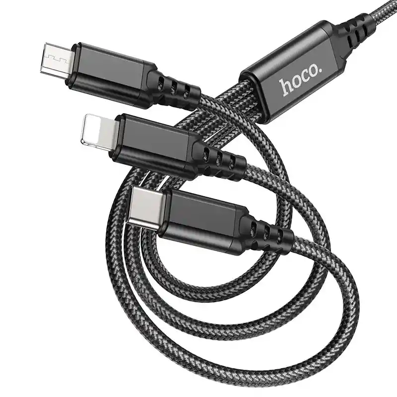 Cable Hoco X76 3 En 1 Lightning/micro-usb/type-c 1m