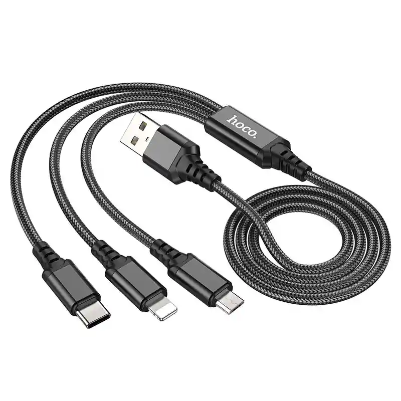 Cable Hoco X76 3 En 1 Lightning/micro-usb/type-c 1m
