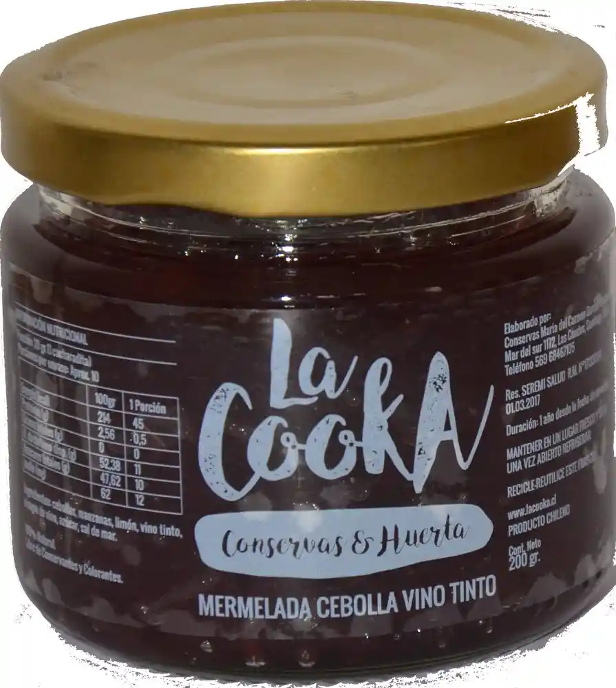 Mermelada De Cebolla Al Vino Tinto La Cooka 200 Grs