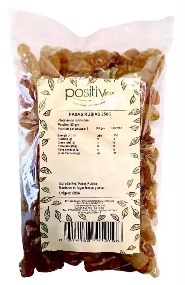 Pasas Rubias Positiv 250g